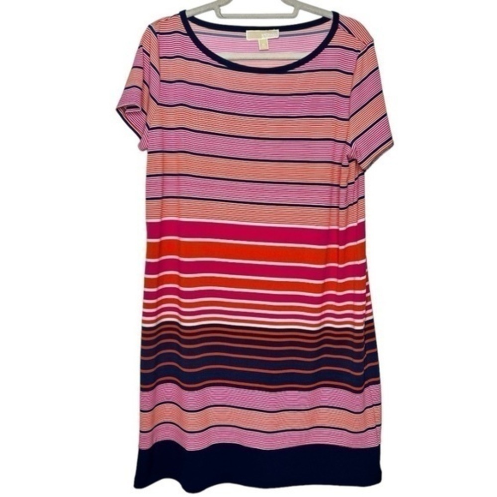 Michael Kors Striped Dress Pink Orange Size Xl